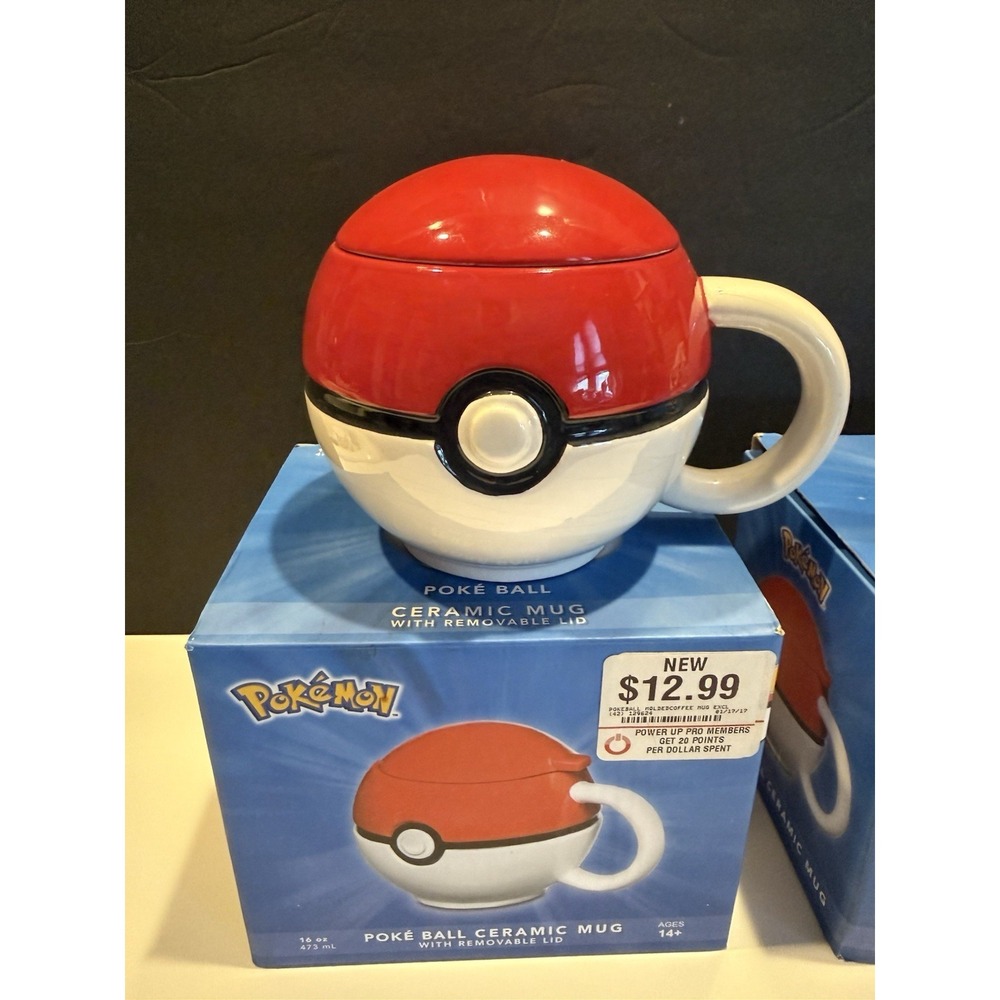 Pokemon Poké Ball Ceramic Mug – 16 oz – With Removable Lid – New in Bo